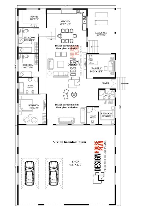 metal shop house floor plans|50x100 shop house floor plans.